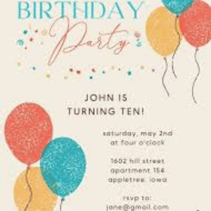 Birthday Party Invitation Card